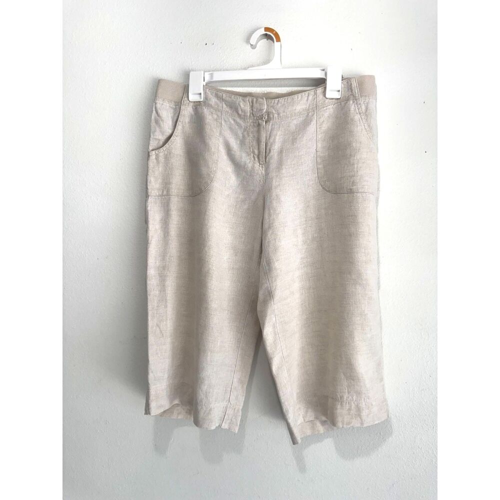 J. Jill 100% linen pull on cropped pant bermuda summer vacation casual women 12p